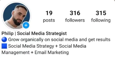 Philip Instagram profile before working with Contelp