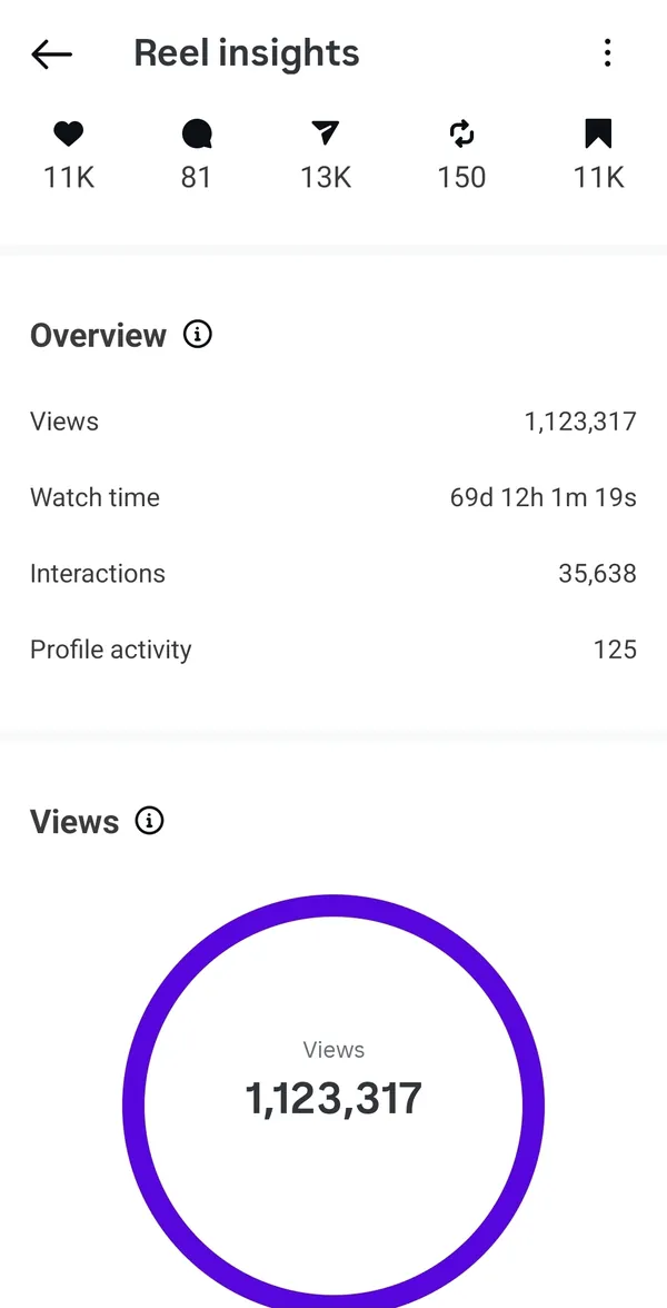 Instagram follower growth results for a Contelp client (result 24)